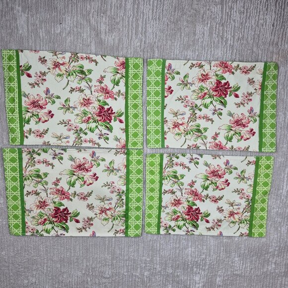 Waverly Table Runner and 8 Placemats Floral Pattern with Green Trim - Picture 8 of 16